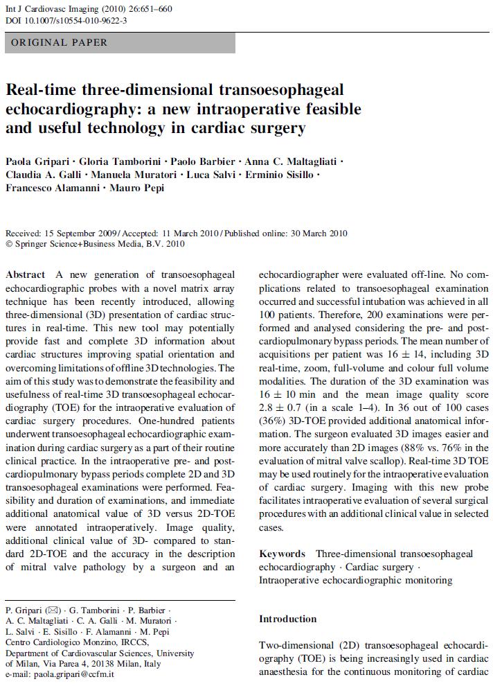 2010_Real-time three-dimensional transesophageal echocardiography: a new intraoperative feasible and useful technology in cardiac surgery_Int J Cardiovasc Imaging