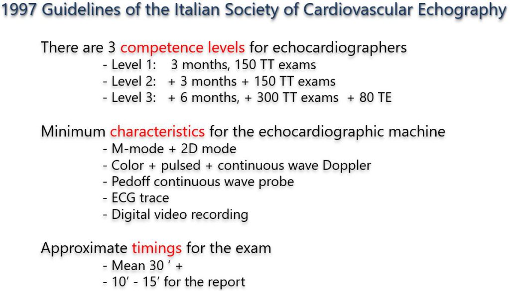 1997 echocardiogrraphy guidelines of the Italian Cardiovascular Echography Society