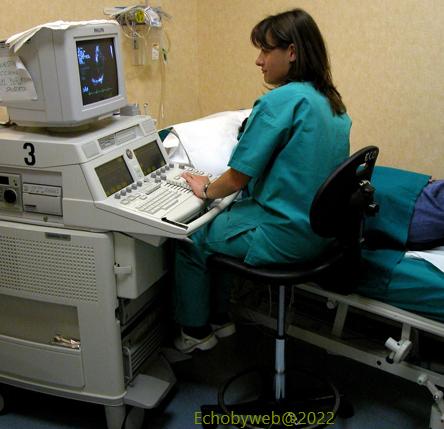 Figure 10. Operator position at the echocardiography machine