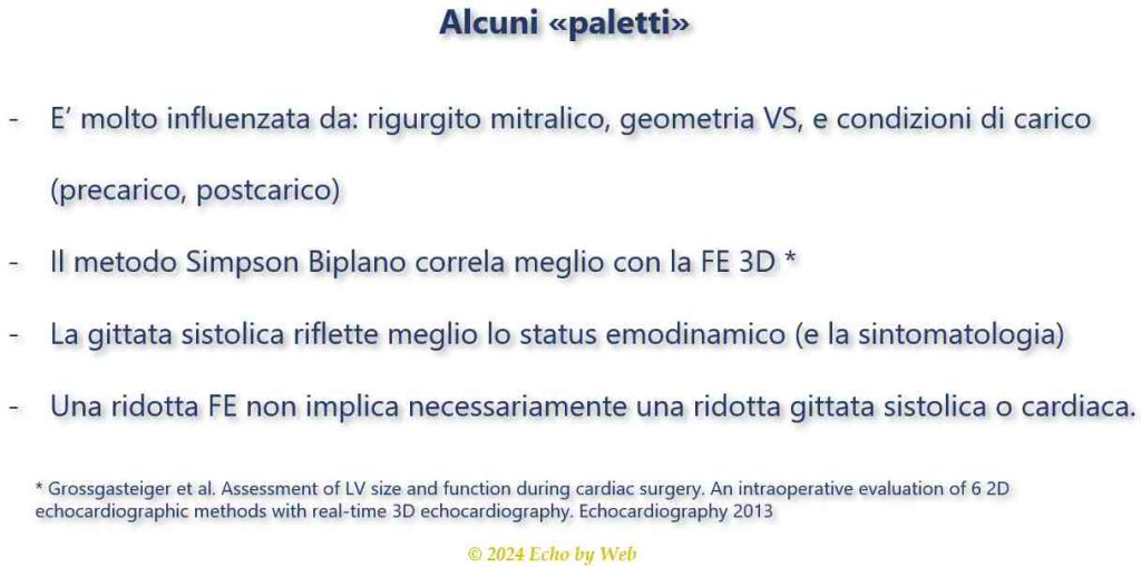 Tabella 03 - Limiti dell'analisi della frazione d'eiezione biplana